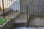 Side view of garden metal gate